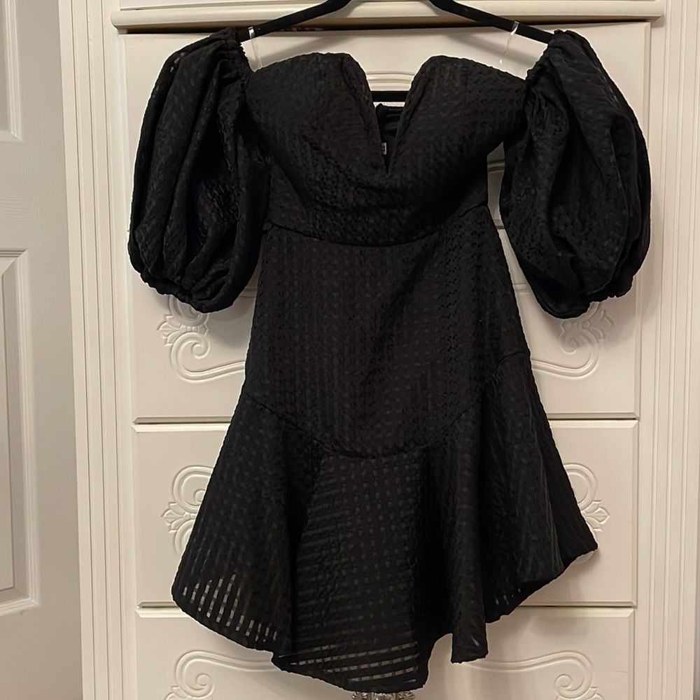 Off the shoulder fitted and flounce dress